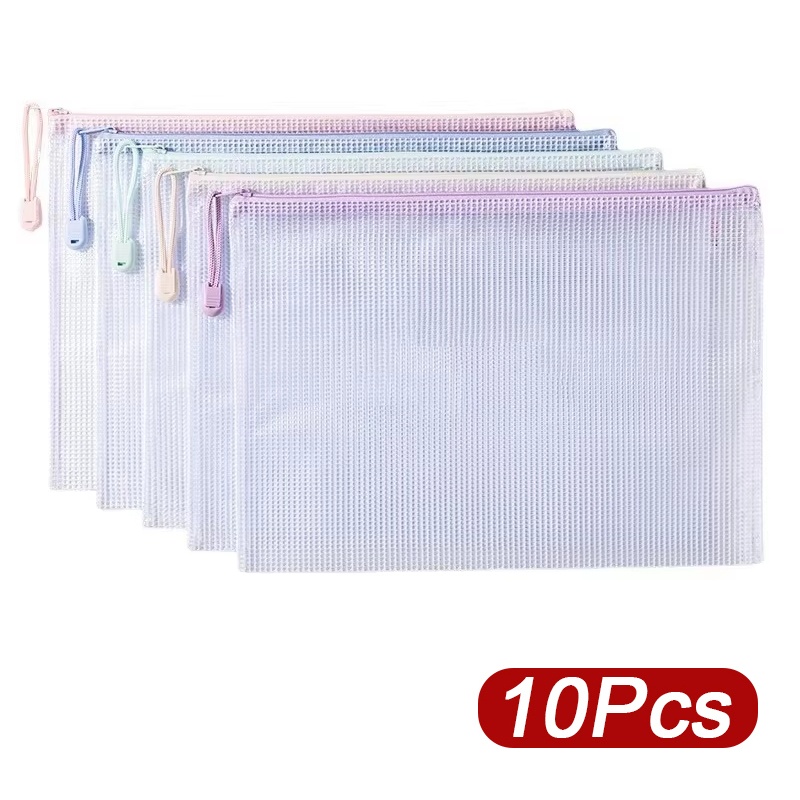 Stationery Supplier - 5-30 قطعة حقيبة شبكية بسحاب A4/A5،