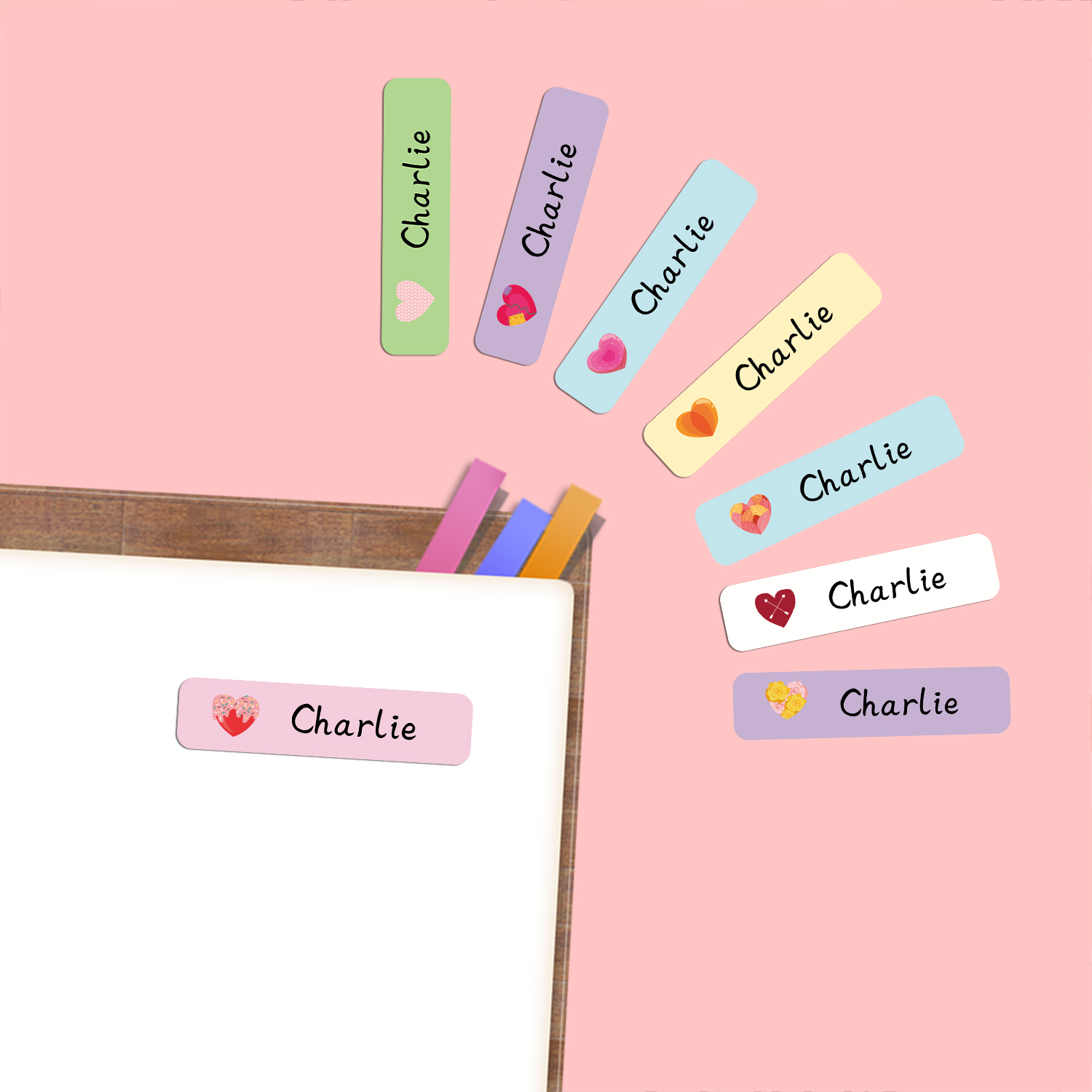 شخصية شكل قلب اسم العلامات ملص - مراجعة Stationery Office وسعره