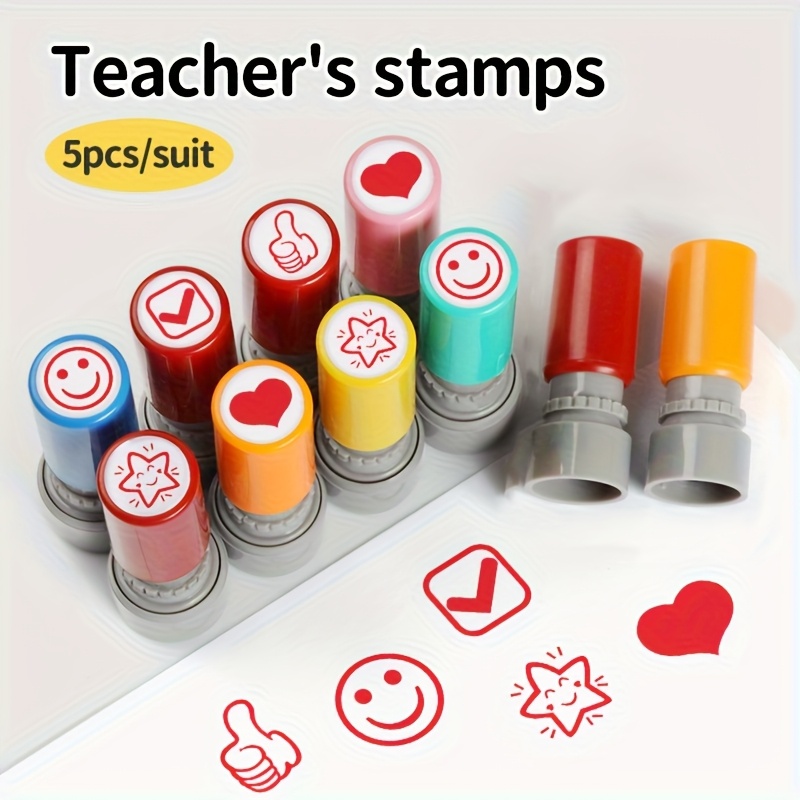 طوابع ملونة للمعلمين 5 قطع ذات - مراجعة Self Inking Stamp وسعره